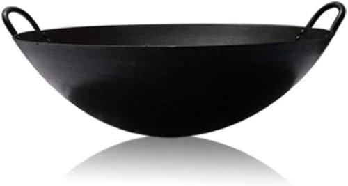 WOTZOV Sartén Wok Antiadherente de Hierro Fundido y Acero Inoxidable, Apta para Cocina de Gas. Sartén Gruesa para cocinar en casa.，46cm