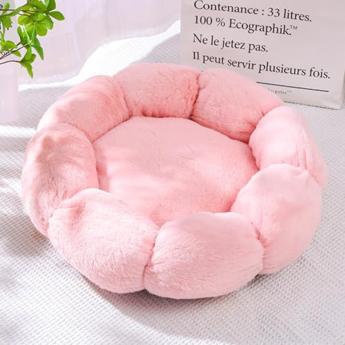 Xiyocadt Hundebet Katzenbett, Donut Plüsch Haustierbett, niedliche Blumenform Hundehütte Hundesofa, Katzenkorb, für Kleine Bis Mittelgro ß e Hunde und Katzen (50cm,Rosa)