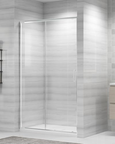 Box doccia cm 160 Nicchia vetro temperato 5 mm trasparente, apertura con 1 anta a scorrevole e profili cromati in alluminio