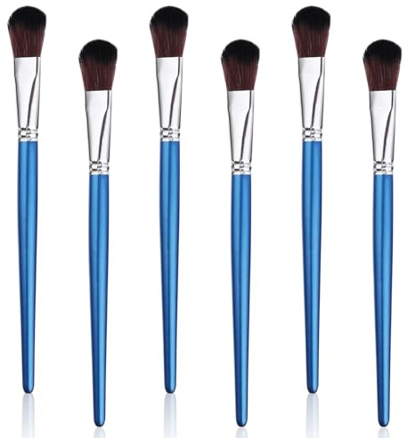 6 stycken 25 mm rund pensel akrylfärg målarborstar rund pensel set moppborstar för akrylmålning penslar fin nylon oval blandningsborste blandning med kort trähandtag för akvarell