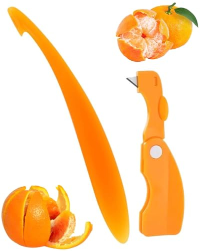 HUVZOR 2 Pezzi Plastica Arancione Peeler, Eplucheur di Agrumi Efficace per Sbucciatore d'Arancia e Altri Agrumi, Utensile Pratico per Multifunctional Peeler Knife per Cucina e Vita Quotidiana
