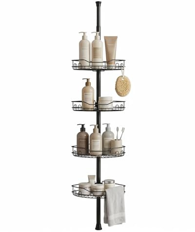 Sekey Etagere Douche sans Percage – Etagere Douche Telescopique avec Systeme a Clip, Hauteur Reglable 79–315 cm, Antirouille, Bords Lisses et Surs, pour Douche et Salle de Bain
