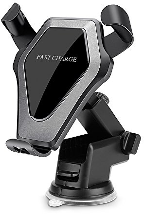 Qi Standard Car Wireless Charger Stand Phone Holder Cradle with Air Vent Suction Desktop Mounts Fast Charging for iPhone X 8 Plus Galaxy S8 S7 Edge S6 Note 5 and Qi-Enabled Devices