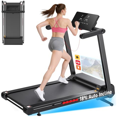 JAGJOG Laufband für Zuhause mit 180 kg Tragkraft und 16 km/h Spitzentempo | 18% Auto-Steigung, 4,5-PS-Motor, App, 18-Zoll-LED, 12 Programme, Klappbar
