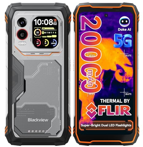 Blackview Xplore 1 Pro Rugged Smartphone 5G, Thermal Imaging 20000mAh Rugged Phone Unlocked With LEDs, 36GB+256GB/2TB, 64MP+50MP, 6.78 2.4K 120Hz 2.01 Dual-Screen, IP69K/NFC/Glove Mode/Android 15