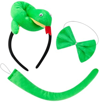 Schlangen-Kopfschmuck – 13 x 19 cm, Haarreif mit Fliege, lustige Stirnbänder – für Cosplay, Geburtstag, Party, Familientreffen, Maskerade, Schule, Event, Urlaub, Karneval, Bühnenaufführung