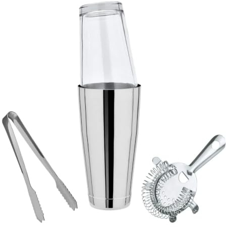 Bostonshaker Set Litet - cocktails shaker med blandningsglas, sil och istång i rostfritt stål