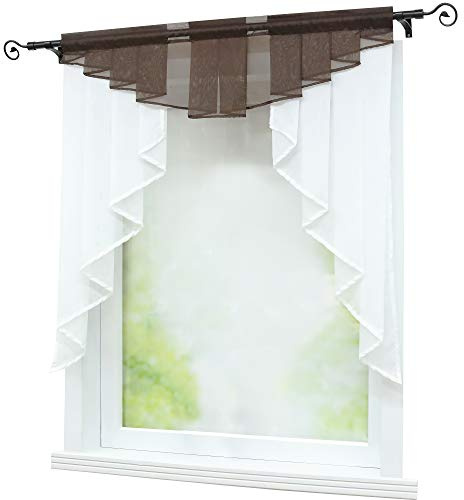 Joyswahl Kleinfenster Scheibengardine Voile Bistrogardine »Gerda« mit Tunnelzug Transparente Gardine Stores BxH 120x145cm Braun 1er Pack