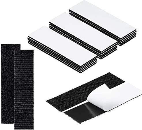 BRAVESHINE 25 Stück Klettband Selbstklebend Extra Stark, Doppelseitig Klebende mit Klettverschluss, Selbstklebendes Klebepad Flauschband und Hakenband (30x100mm)