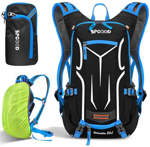 SPGOOD Fahrradrucksack 20/25/30L Wasserdicht & Leich(30L Blau Schwar)
