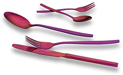ECHTWERK Tafelbesteck Positano, Besteck-Set, Purple Red Edition, 30-teilig, für 6 Personen, Edelstahl 18/10 - mattiert, inkl. Aufbewahrungs-Kassette