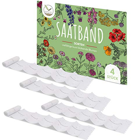 HappySeed 4X Saatteppich Blumensamen Balkonkasten Mischung - Farbenfrohe Blumen mit Langer Blütezeit ideal für Ihren Balkon, Garten & Blumenwiese