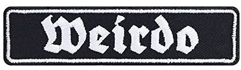 WEIRDO tyg/stryka på/patch för att sy/stryka på | Influencer crazy rolig strykbild | Present till bästa vännen applikation för alla tyger | 100 x 25 mm