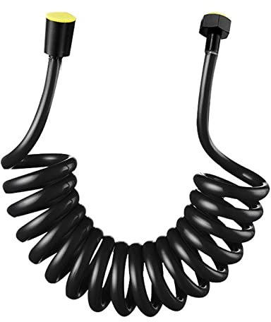 brauseschlauch 3m schwarz teleskopischer duschschlauch bidet brauseschlauch Federbrauseschlauch, flexibler Brauseschlauch, Anti-Twist, dehnbar (schwarz)-3m