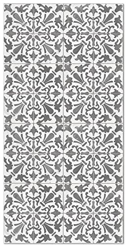 Panorama Vinylteppich - Modell Hydraulic Fliesen Geometrisch Grau 80x200 cm - Verschiedene Größen - Deko Küche, Läufer und Outdoor