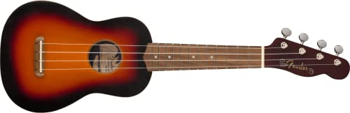 Fender California Coast Venice Ukulele Soprano, Sunburst a 2 Colori, Tastiera in Noce, Manico Slim C, Ponte Senza Nodi, Paletta Tele a 4-in-Linea