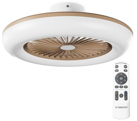 Noaton® Callisto 11055G Deckenventilator mit Beleuchtung, Gold, LED Dimmbar, 3 Farbtemperaturen, Fernbedienung, Timer, Luftdurchsatz bis zu 61 m3/min, für Wohnzimmer Schlafzimmer, Durchmesser 55cm