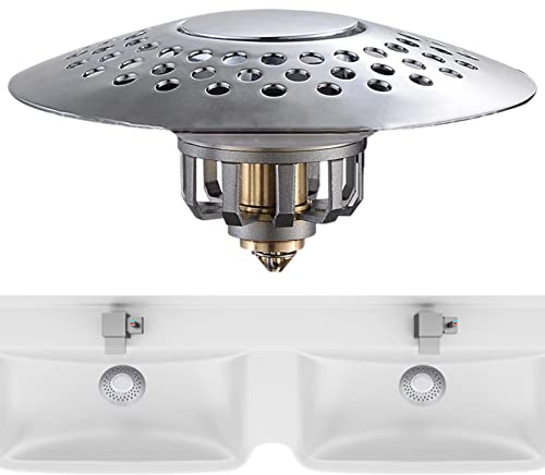 Jinmen Tappo per vasca da bagno con filtro di scarico pop-up – Tappo per scarico della doccia migliorato con scarico, ideale per lavelli da bagno e cucina universale