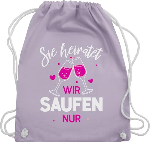 Shirtracer Turnbeutel Rucksack - JGA Junggesellenabschied Frauen - Sie heiratet - Wir saufen nur - Unisize - Pastell Lila - wie brauttaschen bachelorette party heiratet, beutelrucksäcke sind
