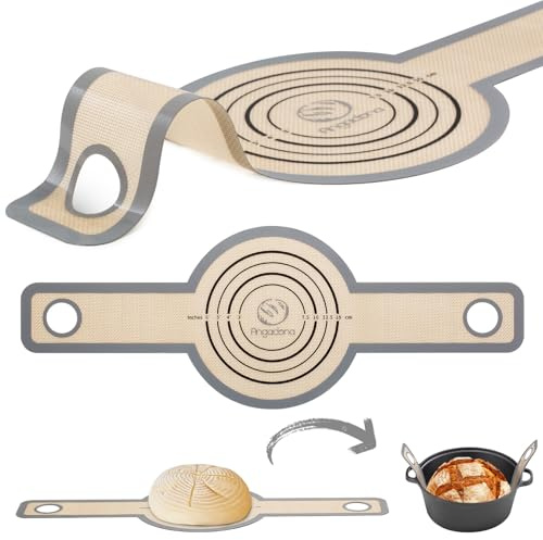 Silikon backmatte fur Dutch Oven - Antihaft & Leicht zu reinigen Wiederverwendbare Silikon Brotbackmatte Mit extra langen Griffen Brotbackblech Liner 1 Grau Stück für übertragbaren