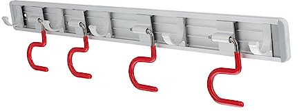 DOITOOL wandmontierter besenhalter mit 4 haken aus aluminiumlegierung zur sicheren aufbewahrung von besen und mopp platzsparend und anti drop für badezimmer und esszimmer