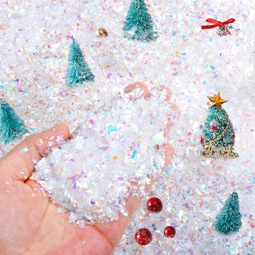 Shupakul Künstliche Schneeflocken für Weihnachten, 284 ml, glitzernder Kunstschnee für Weihnachtsdekoration