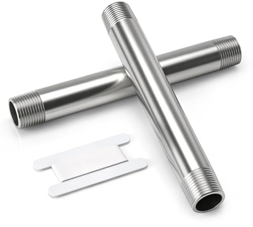 Bwintech 2 Stück 200MM 1 Außengewinde × 1 Außengewinde BSP Edelstahl 304 Rohrverschraubungen