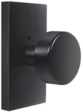 HIEMEY Matte Black Door Knobs Interior with Lock, Modern Privacy Rectangle Door Knob Door Handles for Bathroom Bedroom