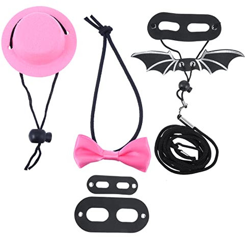 DOITOOL Bartagamen-eidechsen-Outfits Fliege Hut Leine Set für Reptilien Eidechsen für Partys Das Tägliche