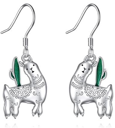 YFN Pendientes de llama de plata de ley y alpaca, joyas de alpaca, regalos para mujeres y niñas, dulces regalos para los amantes de las llamas, Plata de ley