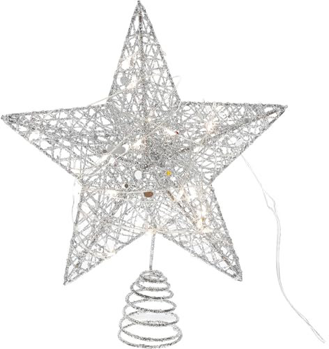 IMIKEYA 1 Stück Weihnachtsbaumspitze Aus Schmiedeeisen Sternspitze Glitzerrahmen Batteriebetriebene Lichterkette Festliche Baumspitze für Weihnachtsbaumbeleuchtung