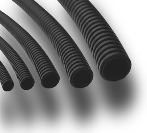 Tuyau ondulé non fendu, en polypropylène, de 2 à 50 m, protection contre les martres, résistant aux UV, goulotte de câbles ignifuge et fendue, dimensions intérieures (5 m, Ø 4,5 mm)