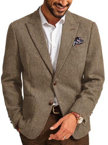 PJ PAUL JONES Chaqueta Blazer para Hombre Corte Regular Británico 2 Botones Moderna Chaqueta de Negocios Blazer, café, M