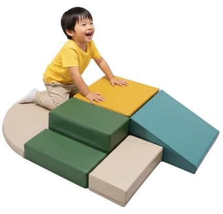 IGLU Soft Play 5 XL Mjuka Byggklossar Motorikleksaker Pedagogiska leksaker Stapelkuber Skumblocker (Pastel Sea)