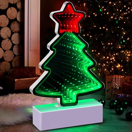 Johiux LED Weihnachtsbaum Weihnachtsbeleuchtung mit Infinity-Effekt,Weihnachtsdeko Innen,20CM Weihnachtsbaum Tischdeko Weihnachten,Christmas Decorations