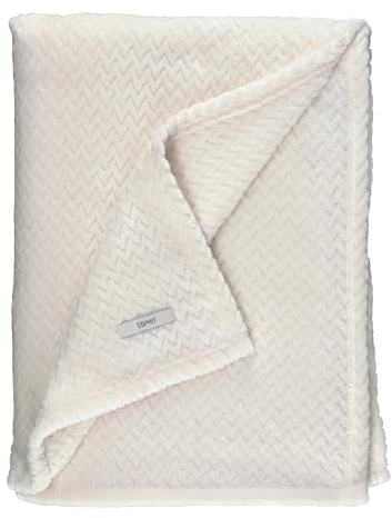 Esprit Premium Kuscheldecke 150x200cm - Oeko-TEX Wohndecke Flauschig - Große Tagesdecke Microfaser - Weiche Sofadecke Fleecedecke - Decke XXL Weiss