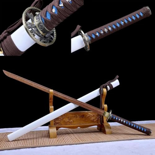 Naturligt trä Samurai svärd, Iaido Tachi med slida, Handgjord trä Katana, Kendo Martial Arts träning, japanskt träsvärd, Samurai Show rekvisita, Samlarobjekt-103CM