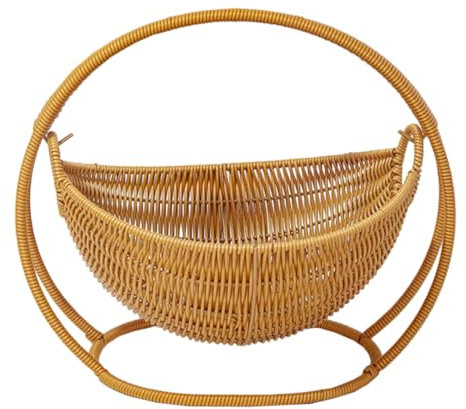 Cabilock Cesta De Ratan Simulado Para Frutas y Snacks Organizador Decorativo De Almacenamiento Bandeja De Servicio Tejida Moderno Para Cocina y Comedor Para Frutas Dulces