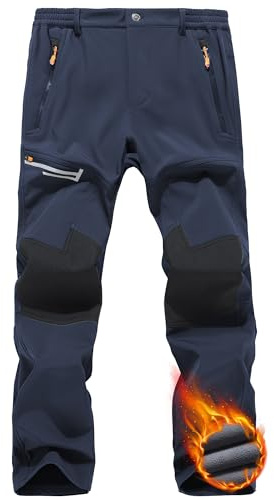Peakwell Men's Water-Resistant Outdoor Hiking Trousers Fleece Walking Pants | Zip Pockets, Fleece Lined, Water-Resistant, Windproof, Thermal, Elastic Waist, Thick, for Hiking, Walking, Camping, Skiing