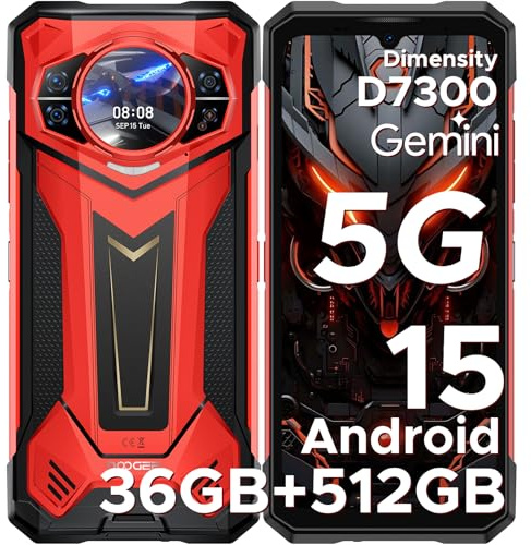 DOOGEE S200 Plus Android 15 Movil Irrompible 5G D7300 4nm, (16+20) 36GB RAM+512GB ROM (TF 2TB), Pantalla Trasera multifunción de 1,32 60Hz, 100MP+32MP+20MP Móvil Rugerizado, 10100mAh(33W)/NFC/FaceID