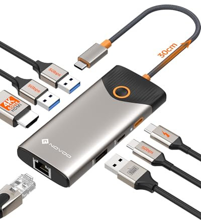 USB C Hub Ethernet, 7-in-1 USB-C Hub Multiport Adapter with 1 Gbps Ethernet, 4K@60Hz HDMI,100W PD, 5Gbps USB-A/C Data Ports Docking Station Compatible for MacBook/iPad/iPhone/Dell/HP/Surface