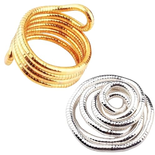 Weploda 2 Stück Schlangenknochen Kette, Biegbare Schlangenkette | Schlangen Armreif Damen Oberarmreif Gold,Mehrzweck Schlangenkette,6x900mm Flexibles Verstellbares Schlangenhalsband