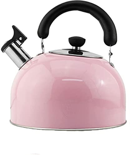 SUNMME Flötenkessel aus Edelstahl, rosa, Verbrühschutz, klappbarer Griff, universell für Gas- und Induktionsherde ()