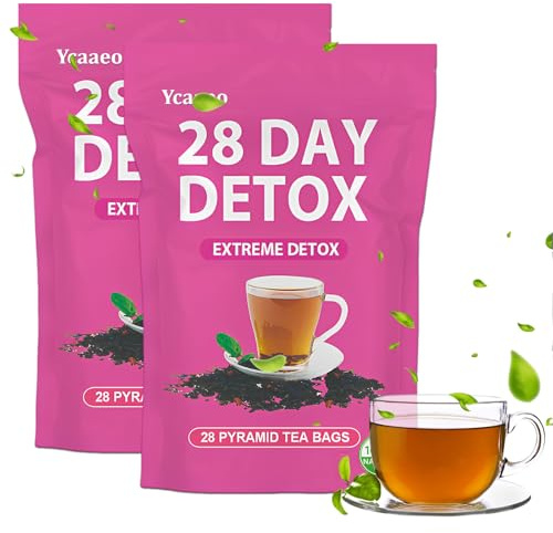 56 Tage Detox Tee,Natüirlich Entwässerungstee mit Oolong-Teeblattextrakt - Pfirsichfruchtextrakt,Körper Formender Tee,Für Männer und Frauen