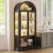 BROTTAR Arched Kitchen Pantry Cupboard with Glass Doors, 71 Tall Kitchen Storage Cabinet with 3 Color Lights & Human Body Sensor, Glass Display Cabintes for Dining Room, Living Room Office, Black