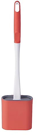 Brosse WC Silicone, Brosse Toilette et Supports, Balai WC Montage Mural/au Sol pour Salle de Bain et WC (Rouge)