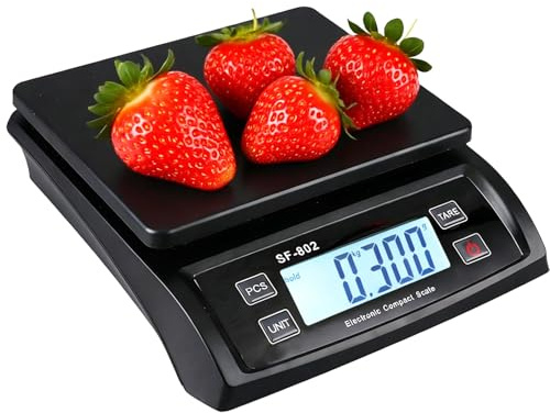 Fesatccoz Digital Kitchen Scale 30kg/1g Battery Powered Electronic Food Weighing Scale with LCD Display PCS Function for Cooking Ingredients Coffee