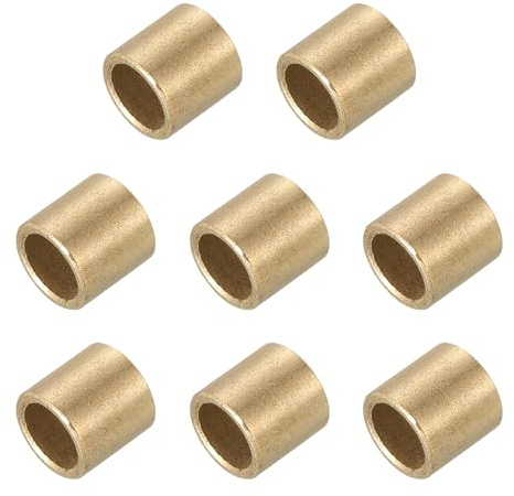sourcing map Sleeve Bearings,8mm Bore x 10mm OD x 8mm Length Self-Lubricating Cast Brass Bushing Plain Shaft Bearings for Sliding Movements Parts of Machinery(Gold Tone, Pack of 8)