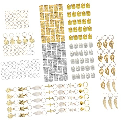 TOPPERFUN 250piezas Colgante Hebilla Cabello Metal Anillo para Rastas Cuentas para Trenzar Tubo Cabello Anillos para Trenzas para Adornos de Niña Fiesta o Escuela