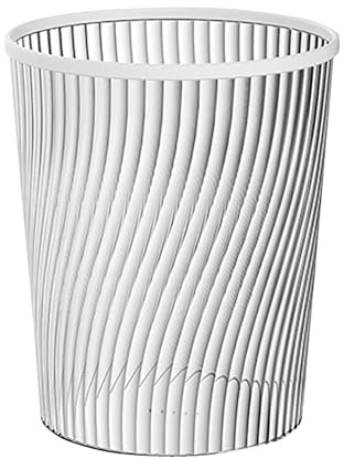 Generisch Papierkorb Mülleimer mit Spiralmuster Höhe 25 cm 10 L - Robuster Abfalleimer, Wohnzimmer Kunststoff Mesh rund Geeignet Für Küche, Badezimmer, MäDchen, Kinderzimmer und Büro (Weiß)